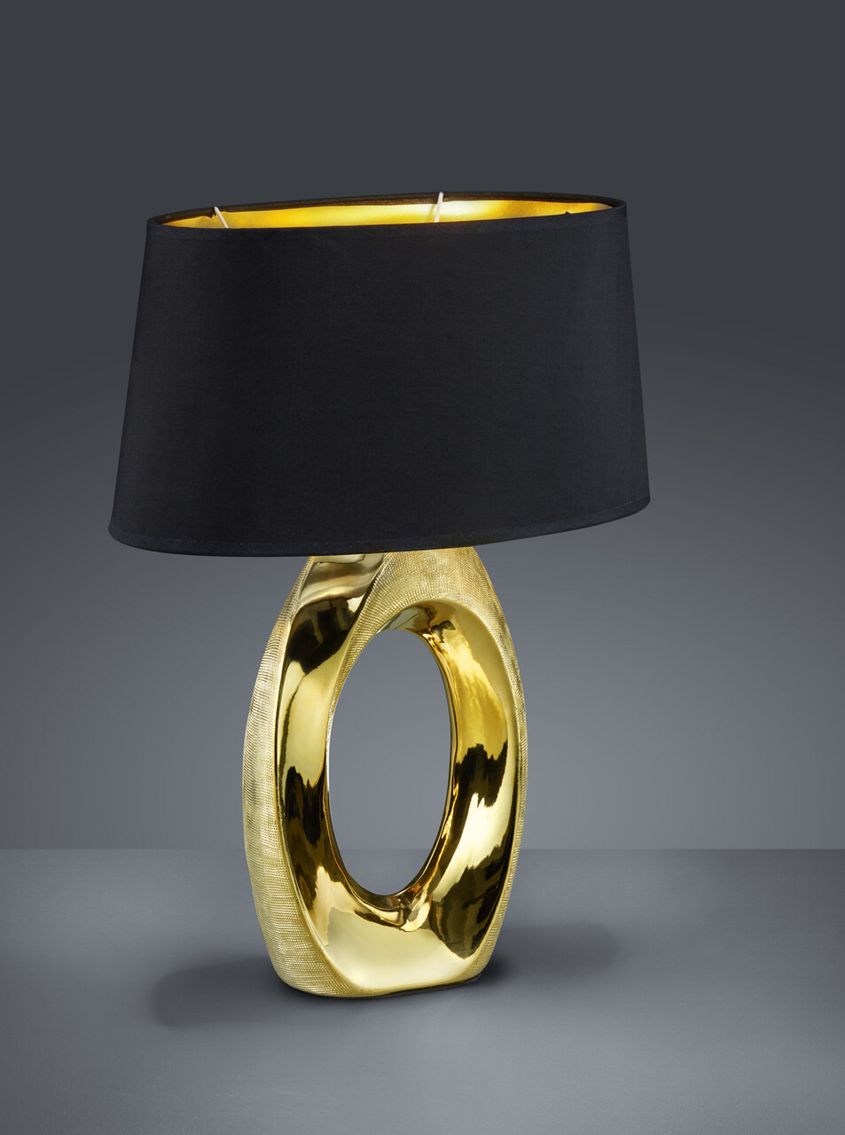 Lampa de masa Taba, RL, 38x24x52 cm, 60W, 1x E27, ceramica, auriu/negru - imagine 3